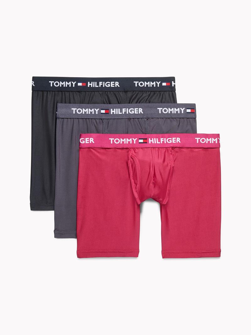 Férfi Tommy Hilfiger Everyday microfiber boxer brief 3pk Boxer Briefs Piros | HU 1382RVD